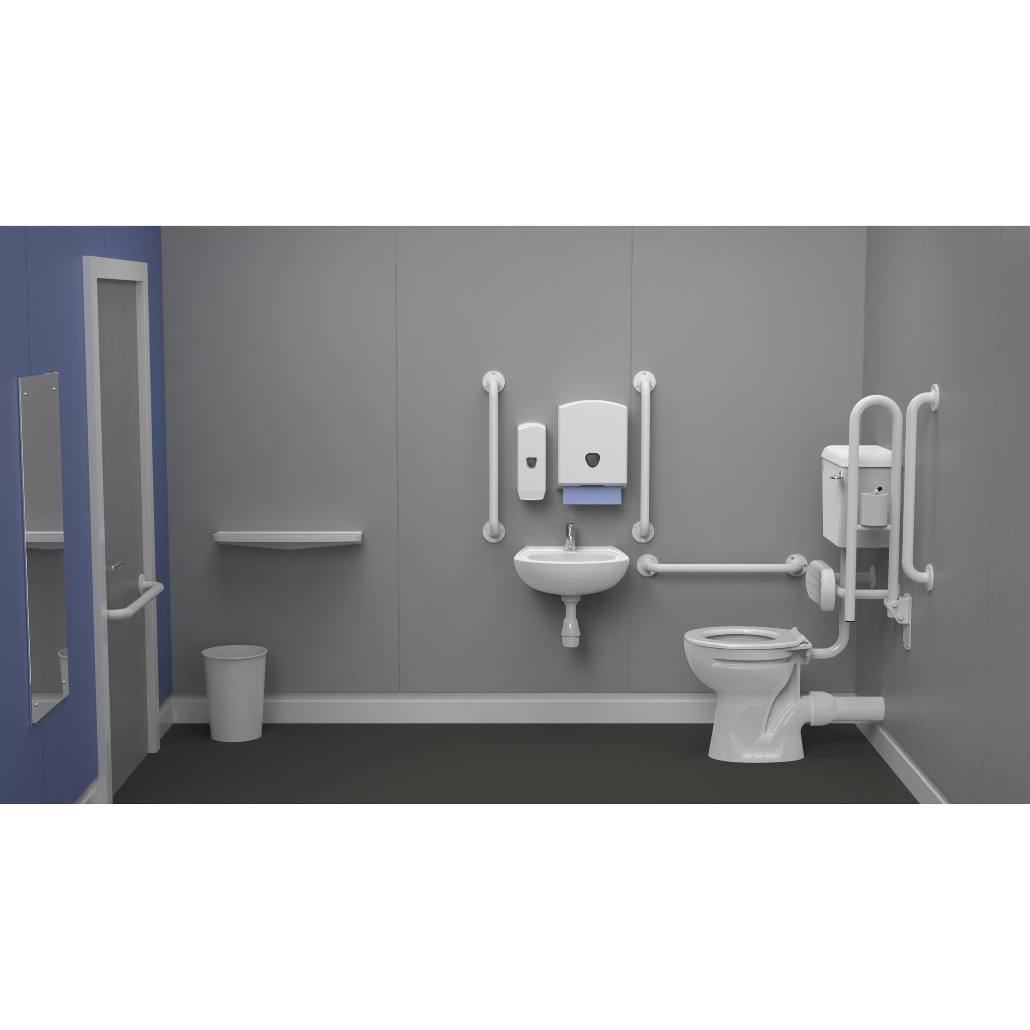 Fitzroy Of London Low Level Accessible toilet Pack With Central tap Hole basin in white finish