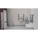 Fitzroy Of London Back To Wall Doc M Toilet Pack, concealed fixings stainless steel, dark blue finish, installed in a washroom