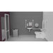 Fitzroy Of London Back To Wall Doc M Toilet Pack, concealed fixings stainless steel, white finish, installed in a washroom