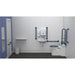 Fitzroy Of London Back To Wall Doc M Toilet Pack, concealed fixings steel, dark blue finish, installed in a washroom