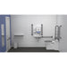 Fitzroy Of London Back To Wall Doc M Toilet Pack, concealed fixings steel, grey finish, installed in a washroom