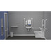 Fitzroy Of London Back To Wall Doc M Toilet Pack, exposed fixings steel, white finish, installed in a washroom