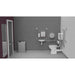 Fitzroy Of London Low Level Doc M Toilet Pack, concealed fixings stainless steel, satin stainless steel finish, lockable lid, installed in a washroom