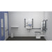 Fitzroy Of London Low Level Doc M Toilet Pack, concealed fixings steel, dark grey finish, standard lid, installed in a washroom