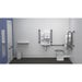 Fitzroy Of London Low Level Doc M Toilet Pack, concealed fixings steel, grey finish, standard lid, installed in a washroom