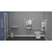 Fitzroy Of London Low Level Doc M Toilet Pack, concealed fixings steel, white finish, lockable lid, installed in a washroom