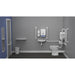 Fitzroy Of London Low Level Doc M Toilet Pack, concealed fixings steel, white finish, standard lid, installed in a washroom