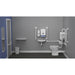 Fitzroy Of London Low Level Doc M Toilet Pack, exposed fixings steel, white finish, installed in a washroom
