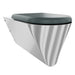 Franke Campus CMPX594 Disabled toilet with grey hinged seat, lid closed, opposite side angle showing wall-fixing plate