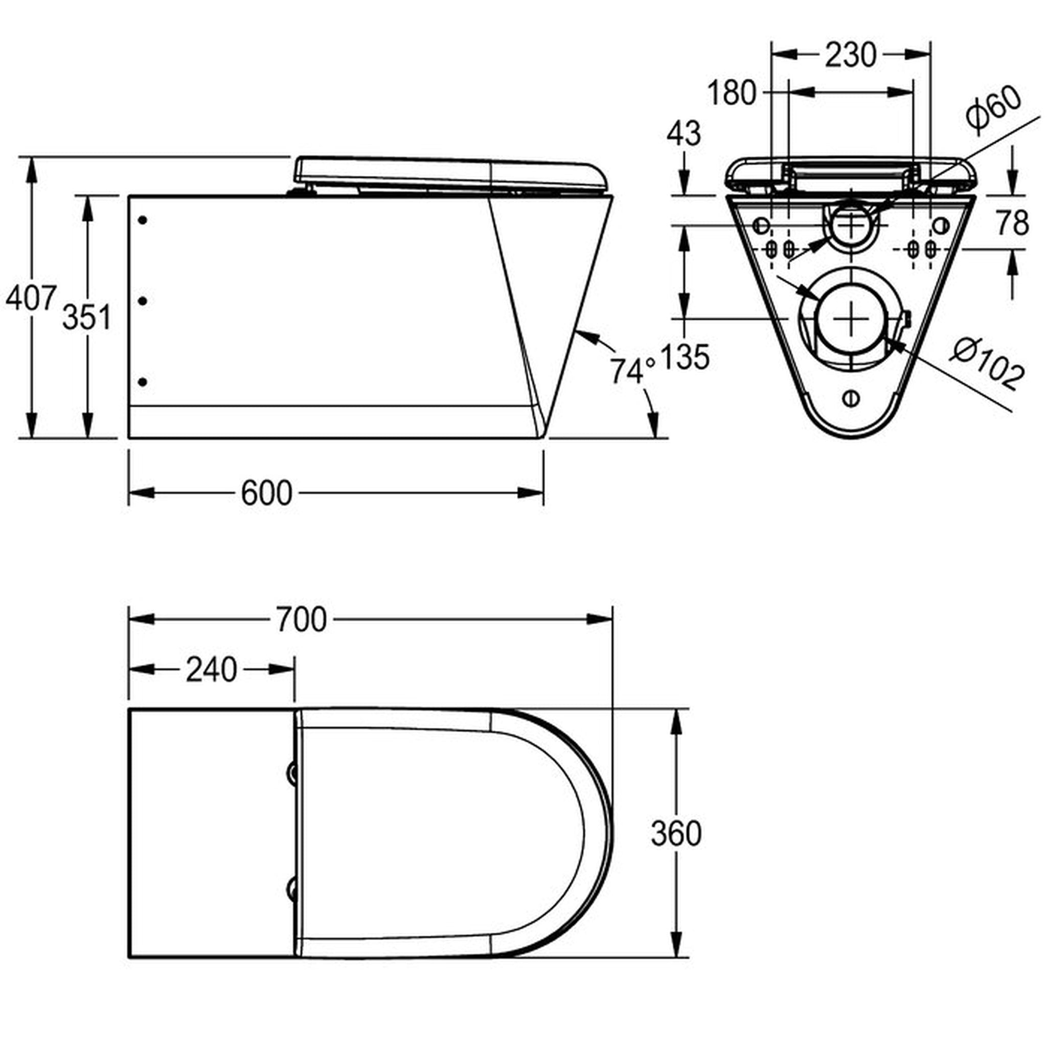 Technical drawing of Franke Campus CMPX594 Disabled toilet, hinged seat
