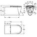Technical drawing of Franke Campus CMPX594 Disabled toilet, hinged seat