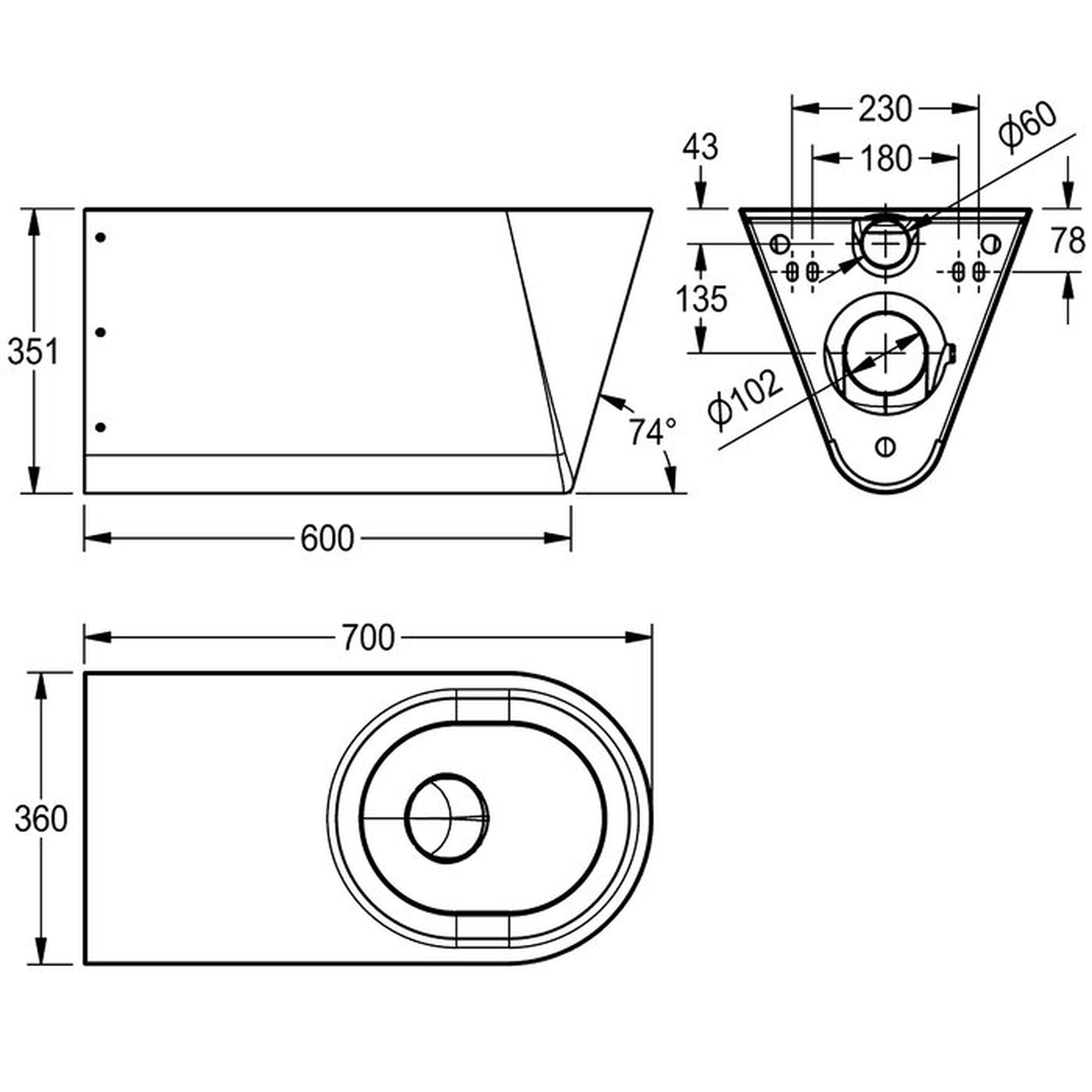 Technical drawing of Franke Campus CMPX594 Disabled toilet, no seat