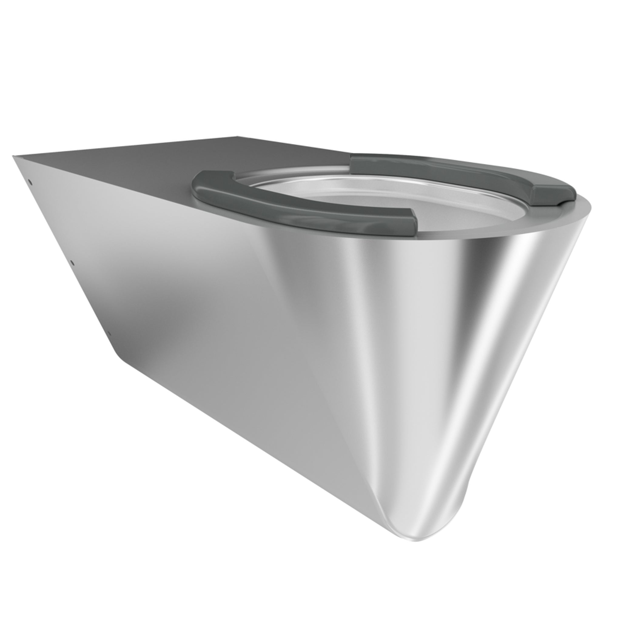Franke Campus CMPX594 Disabled toilet with seat pad, raised angle showing bowl interior and rear fixing holes