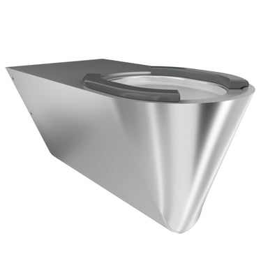 Franke Campus CMPX594 Disabled toilet with seat pad, raised angle showing bowl interior and rear fixing holes