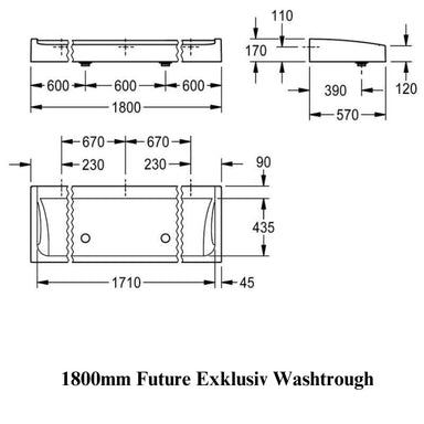 KWC DVS Futura Exklusiv Washtrough - 1,800mm stainless steel wash trough for commercial restrooms