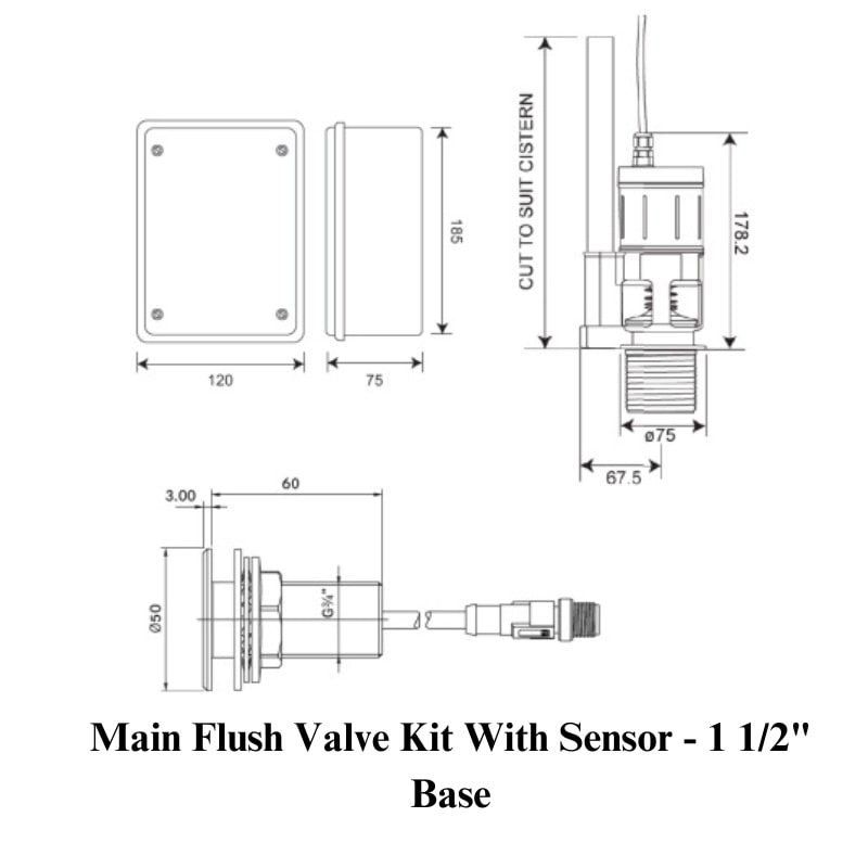 KWC DVS Main Flush Valve Kit with Sensor - 1 1/2 inch Base