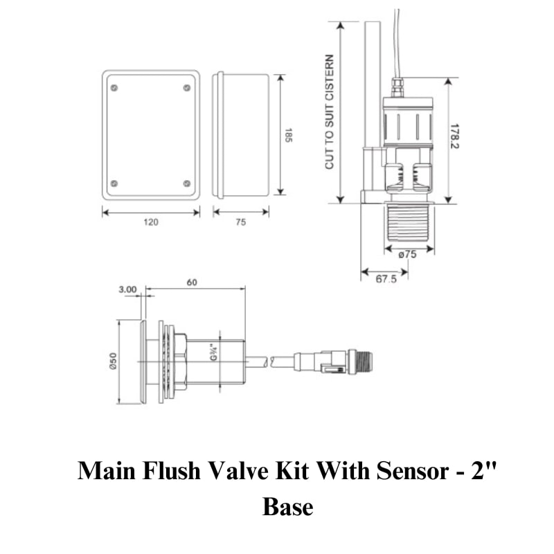 KWC DVS Main Flush Valve Kit with Sensor - 2 inch Base