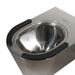 Black seat pads option for the Pland Austin 2 Stainless Steel Wall Hung Toilet Pan, close up