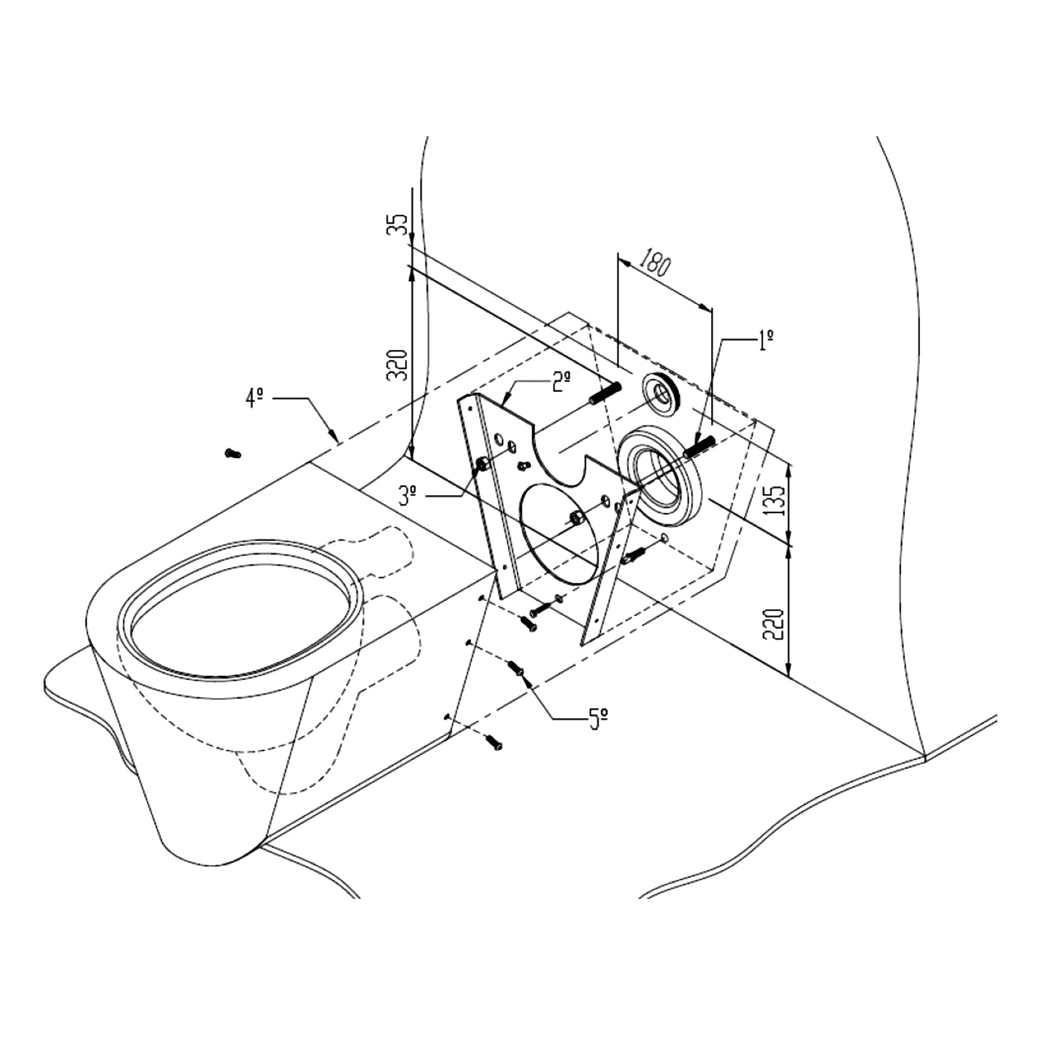 Installation drawing of Pland Austin 2 Stainless Steel Wall Hung Toilet Pan