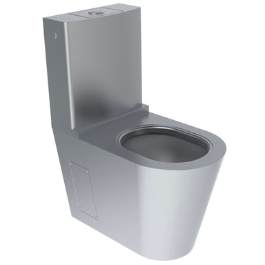 Pland Vail 2 Stainless Steel Close Coupled Toilet, three quarter view