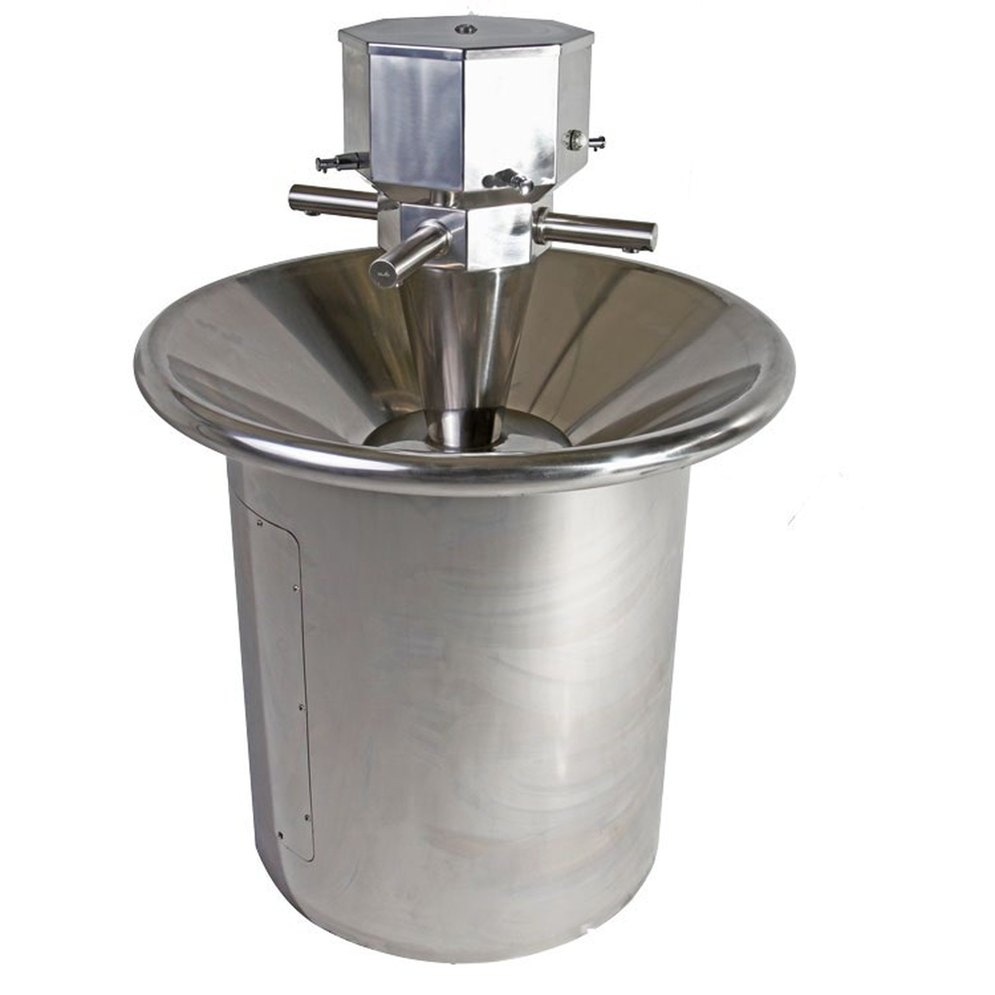 Pland Venice Circular Stainless Steel Hand Wash Station, 4 to 6 person 911mm diameter, shown with sensor taps, front view